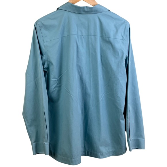 2 Coldwater Creek No Iron Long Sleeve Button Down Shirts Agua Cream Size Medium - Picture 4 of 13